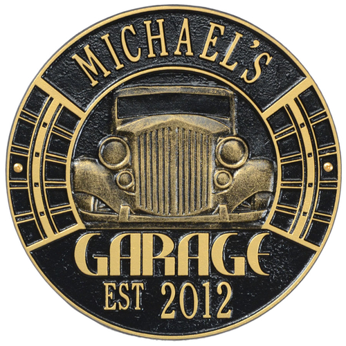 Vintage Car Garage Finish, Standard Wall Two Line Black & Gold