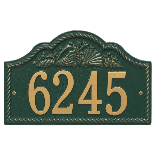 Personalized Rope Shell Arch Plaque Wall Green & Gold
