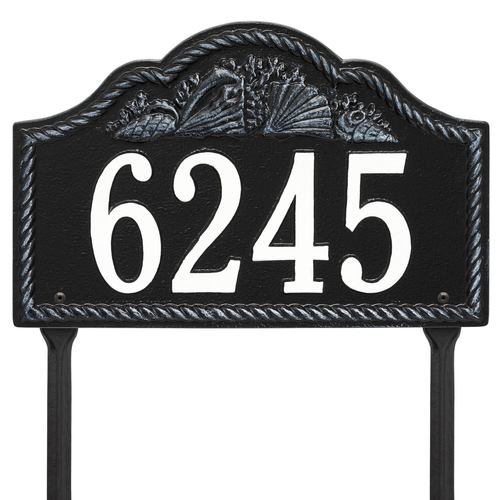 Personalized Rope Shell Arch Plaque Lawn Black & White