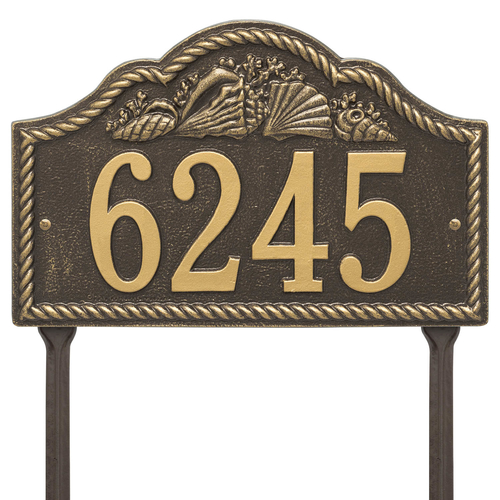 Personalized Rope Shell Arch Plaque Lawn Bronze & Gold