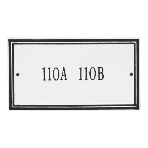 Double Line Plaque Holds1 Line of Text with a White & Black Finish