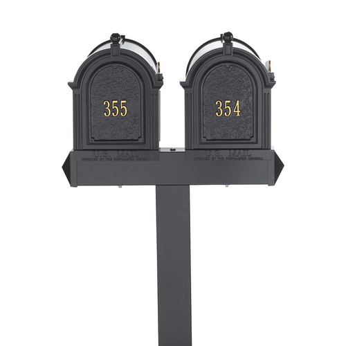 Dual Mailbox Extended Post Black Only