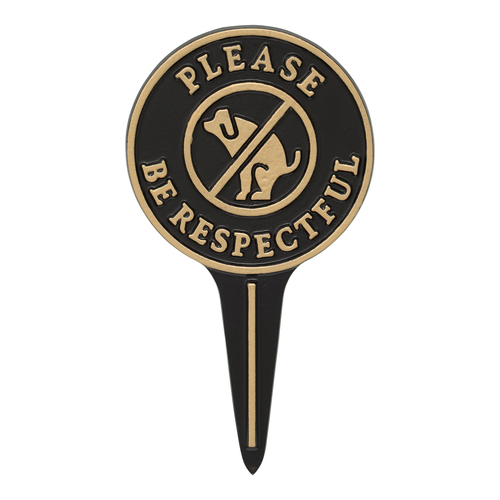 Please Be Respectful - Dog Poop Lawn/Yard Sign Black & Gold