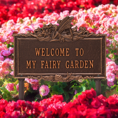 Welcome to My Fairy Lawn Plaque Antique Copper 4