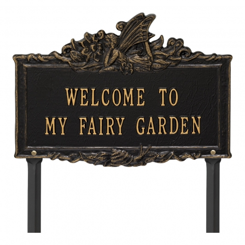 Welcome to My Fairy Lawn Plaque Black & Gold
