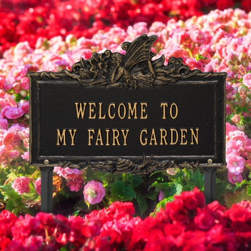 Welcome to My Fairy Lawn Plaque Black & Gold 4