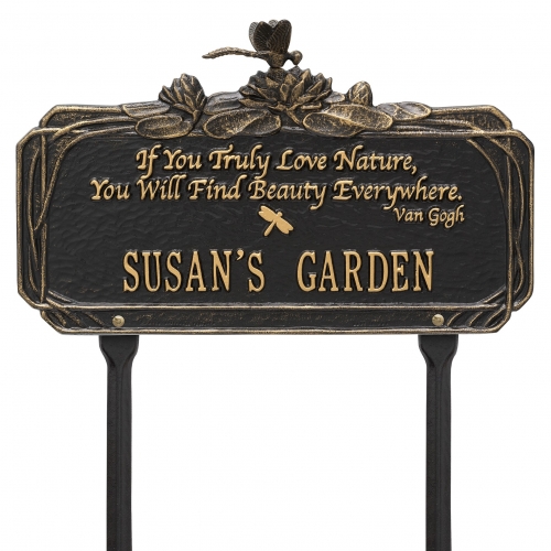 Dragonfly Garden Quote Lawn Plaque Black & Gold 3