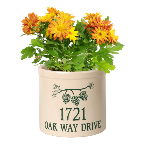 Personalized Pine Bough 2 Gallon Crock w/ Green Etching in use