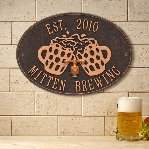 Beers & Cheers Oil Rubbed Bronze Plaque with a Background