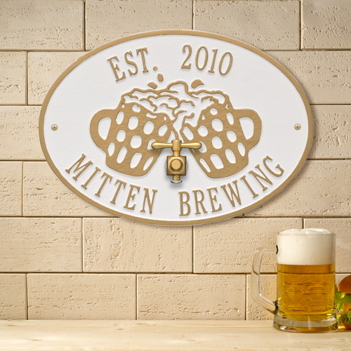 Beers & Cheers White & Gold Plaque with a Background