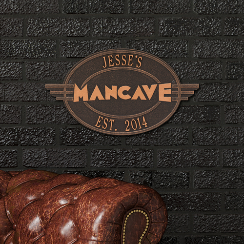 Moderno Man Cave Oil-Rubbed Bronze Plaque in use.