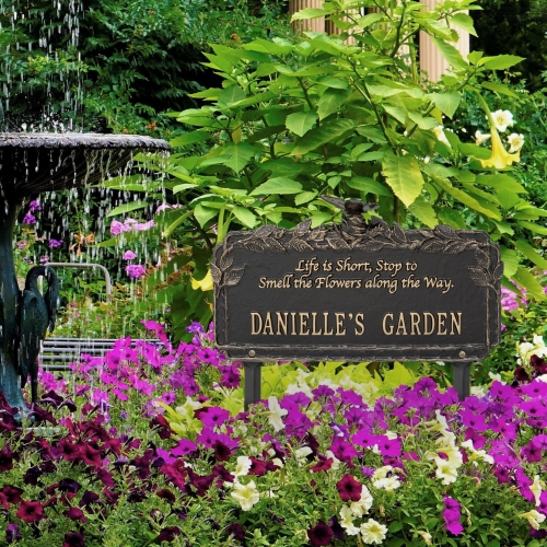 Butterfly Rose Garden Quote Lawn Plaque Black & Gold 4
