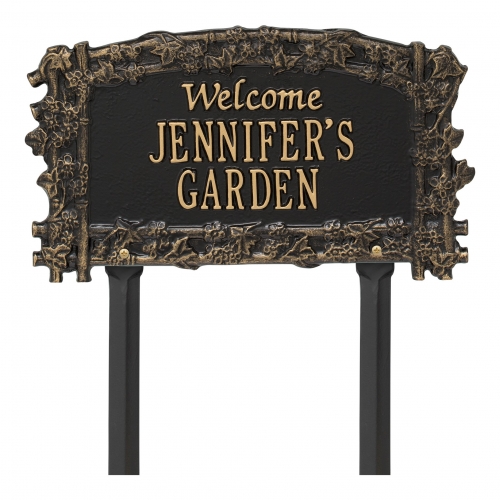 Ivy Trellis Garden Welcome Lawn Plaque Black & Gold 2