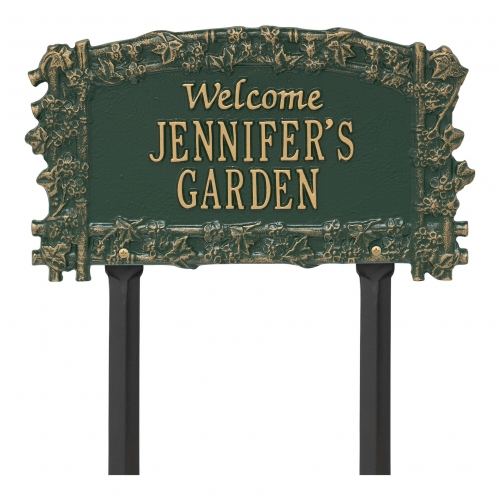 Ivy Trellis Garden Welcome Lawn Plaque Green & Gold