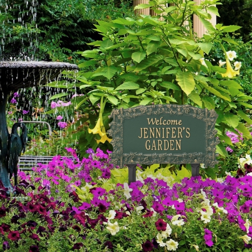 Ivy Trellis Garden Welcome Lawn Plaque Green & Gold 2