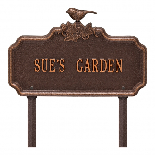 Chickadee Ivy Garden 1-Line Lawn Plaque Antique Copper 2