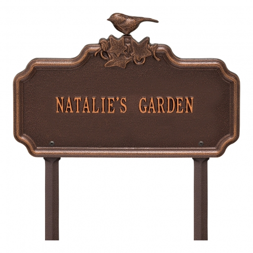 Chickadee Ivy Garden 1-Line Lawn Plaque Antique Copper 6