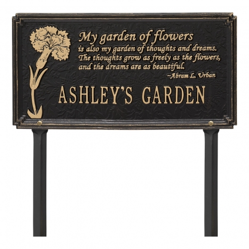 Dianthus Garden Lawn Plaque Black & Gold 2