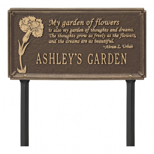 Dianthus Garden Lawn Plaque Bronze & Gold 2