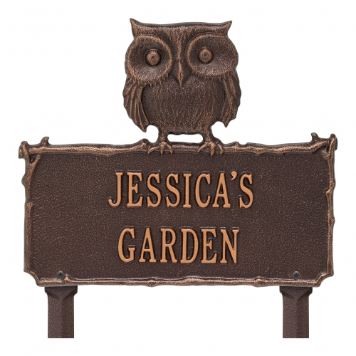Owl Garden Lawn Plaque Antique Copper 2
