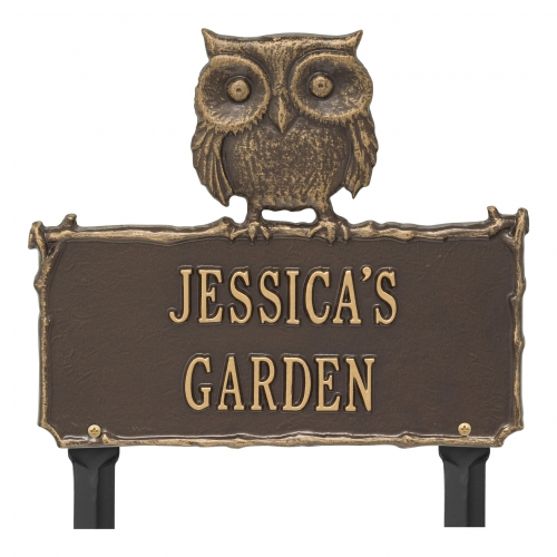 Owl Garden Lawn Plaque Bronze & Gold