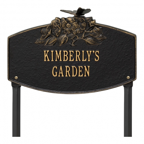 Butterfly Blossom Garden Lawn Plaque Black & Gold 2