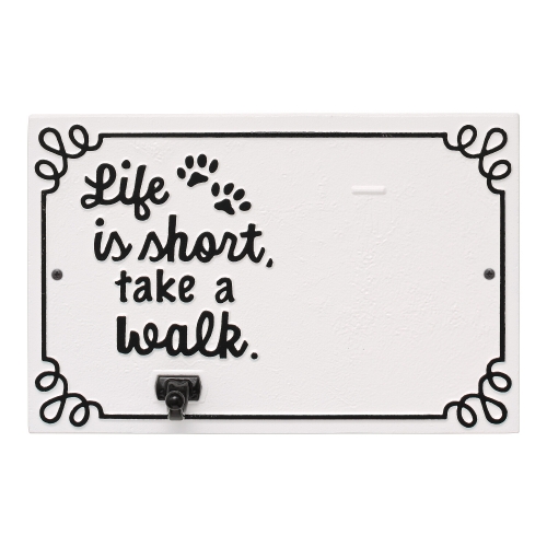Life is Short Take a Walk Leash Hook with Photo in White & Black Ready for a Picture