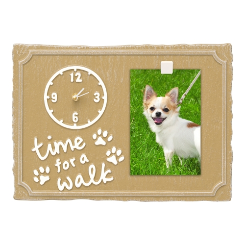 Time For A Walk Pet Photo Wall Clock in Curry & White with a Picture of Fifi