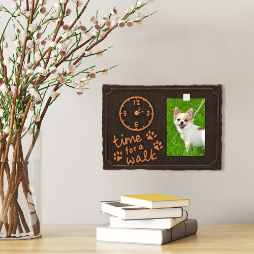 Time For A Walk Pet Photo Wall Clock on wall with Fifi