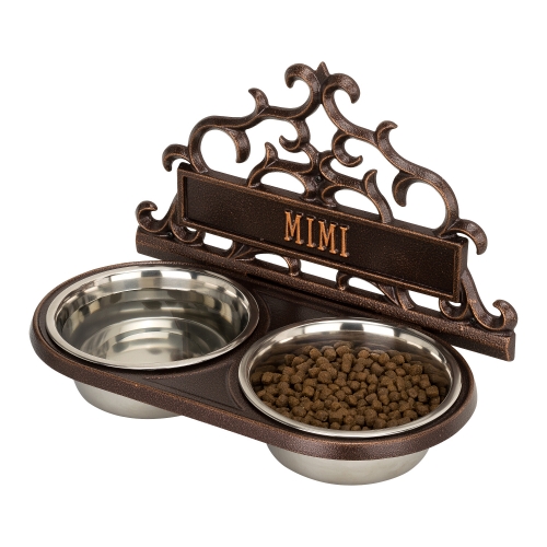 Personalized Wall Mounted Pet Feeder in Antique Copper View form Right