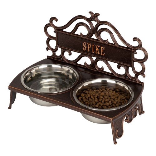 Personalized Bistro Pet Bowl in Antique Copper View from the Left