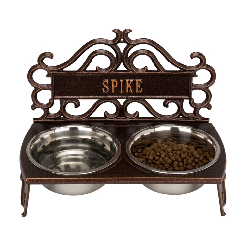 Personalized Bistro Pet Bowl in Antique Copper View from Center