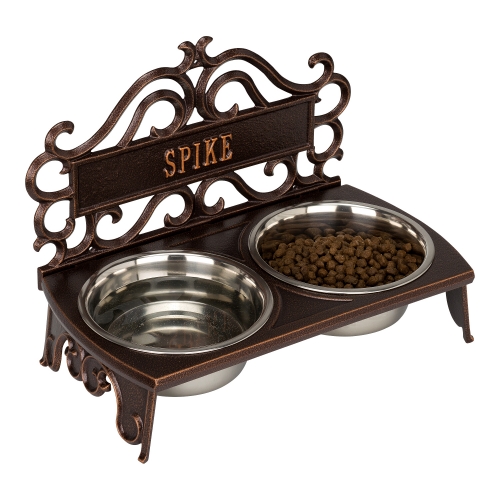 Personalized Bistro Pet Bowl in Antique Copper View from the Right
