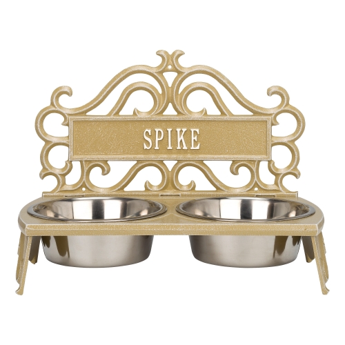 Personalized Bistro Pet Bowl in Curry & White