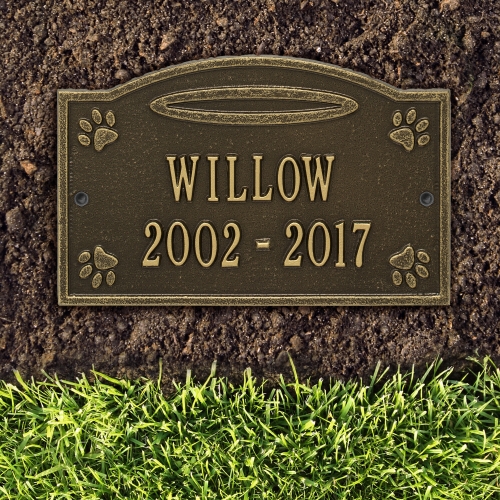 My Angel in Heaven Pet Marker for Wall or Lawn in Antique Brass on the Ground