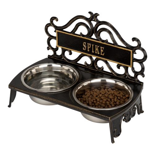 Personalized Bistro Pet Bowl in Black & Gold View from the Left