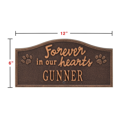 Forever in Our Hearts Memorial Yard Sign in Antique Copper with Diminsions