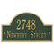 Arch Marker Address Plaque with a Green & Gold Finish, Standard Wall Mount with Two Lines of Text