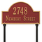 Arch Marker Address Plaque with a Red & Gold Finish, Standard Lawn with Two Lines of Text