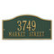 Rolling Hills Address Plaque with a Green & Gold Finish, Standard Wall Mount with Two Lines of Text