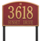 Cape Charles Address Plaque with a Red & Gold Finish, Estate Lawn Size with Two Lines of Text