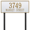 Hartford Address Plaque with a White & Gold Finish, Estate Lawn with Two Lines of Text