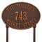 Hawthorne Oval Address Plaque with a Antique Copper Finish, Standard Lawn with Three Lines of Text