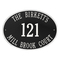 Hawthorne Oval Address Plaque with a Black & White Finish, Estate Wall with Three Lines of Text