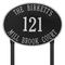 Hawthorne Oval Address Plaque with a Black & Silver Finish, Estate Lawn with Three Lines of Text