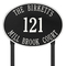 Hawthorne Oval Address Plaque with a Black & White Finish, Estate Lawn with Three Lines of Text