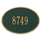 Hawthorne Oval Address Plaque with a Green & Gold Finish, Standard Wall Mount with One Line of Text