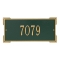 Rectangle Shape Address Plaque Named Roanoke with a Green & Gold Finish, Standard Wall with One Line of Text