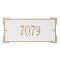 Rectangle Shape Address Plaque Named Roanoke with a White & Gold Finish, Standard Wall with One Line of Text