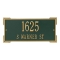 Rectangle Shape Address Plaque Named Roanoke with a Green & Gold Finish, Standard Wall with Two Lines of Text